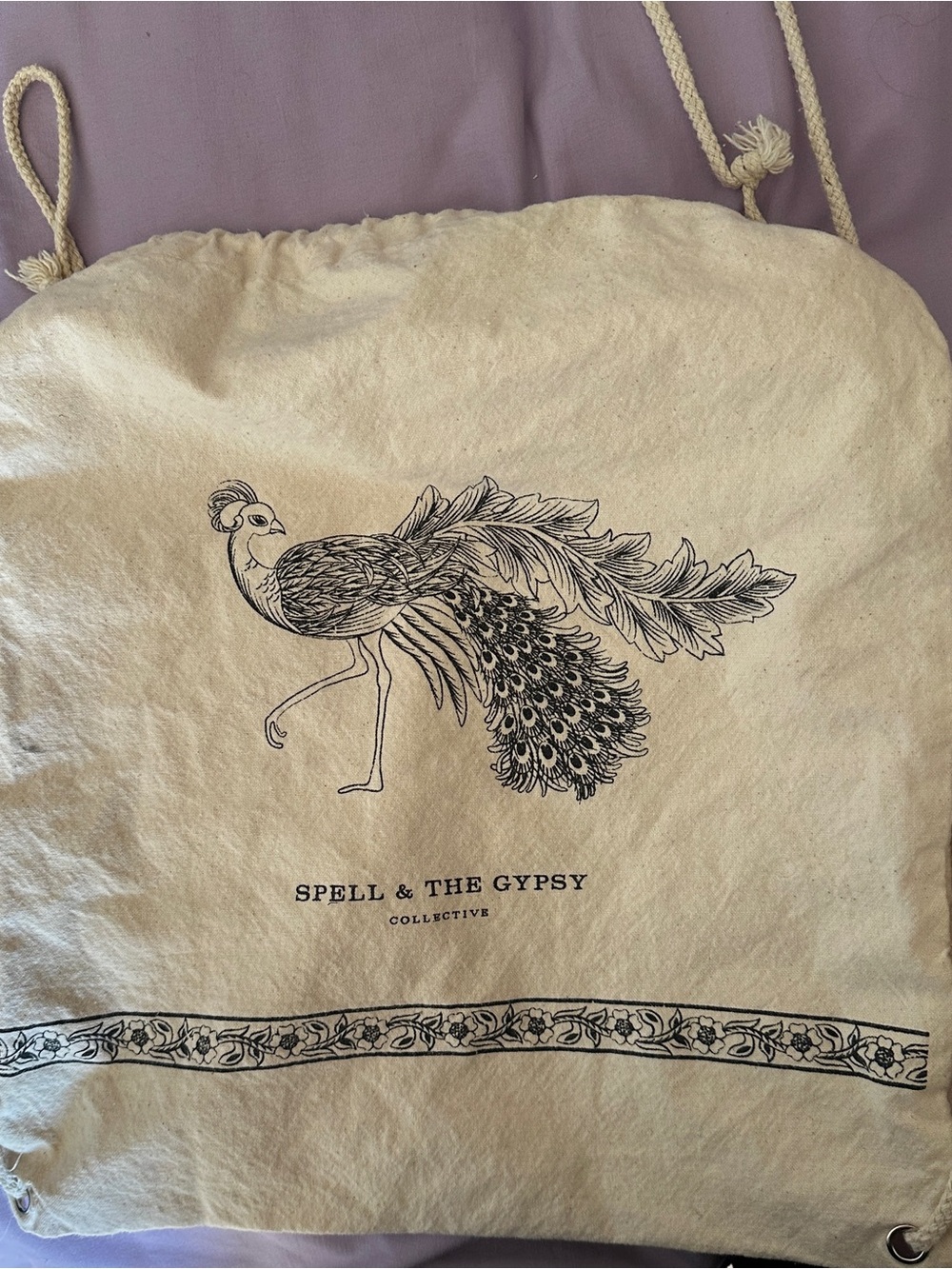Spell Cream cotton peacock backpack